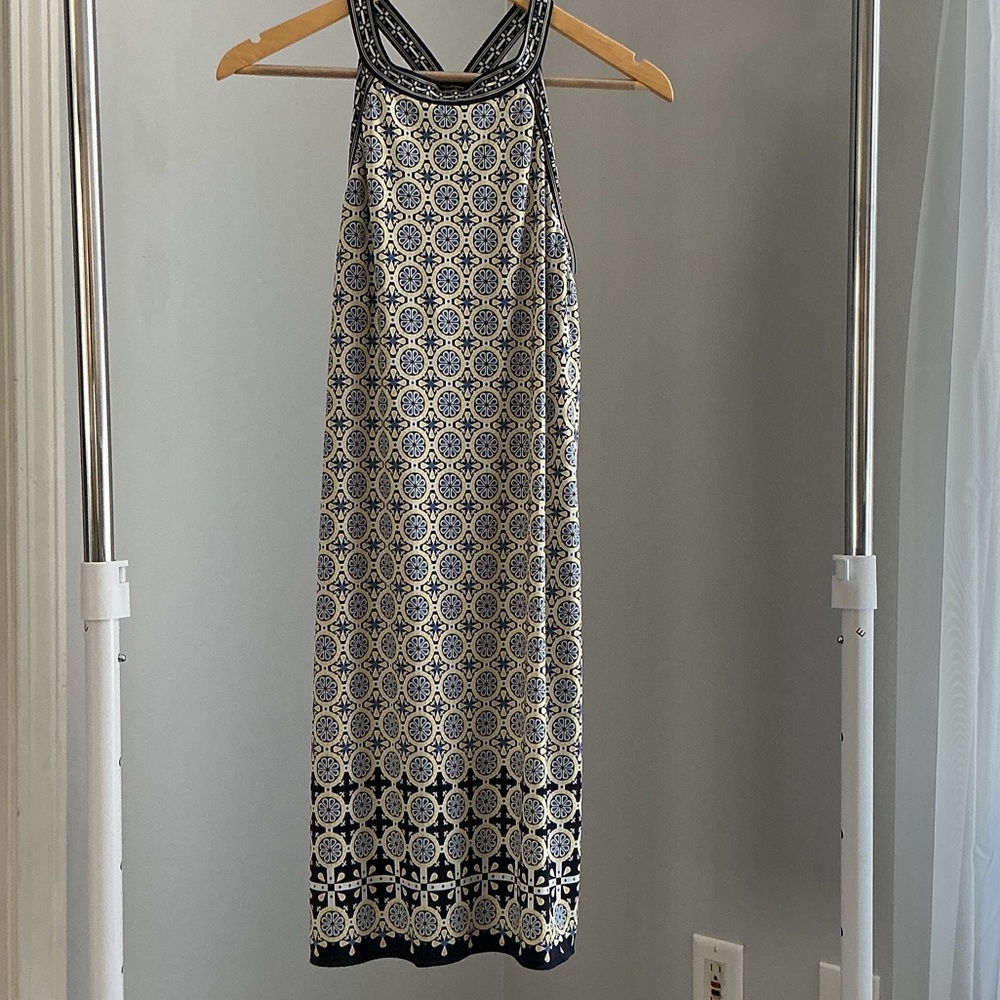 Max Studio Navy and Gold Backless Dress